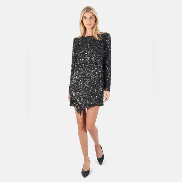 3.1 Phillip Lim Gun Metal Grey 100% Silk Sequin Shift Dress Size US 4 $850 MSRP - Picture 1 of 8